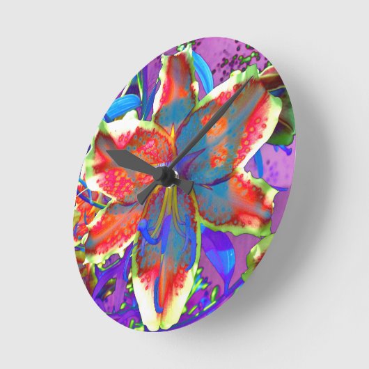 Retro Lily Runde Wanduhr (Winkel)