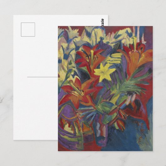 Retro Lily Tapestry Postkarte (Vorne/Hinten)