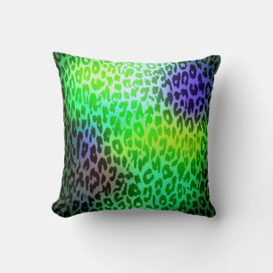 Retro Limettengrüne und violette Leopardenprint-Ha Kissen