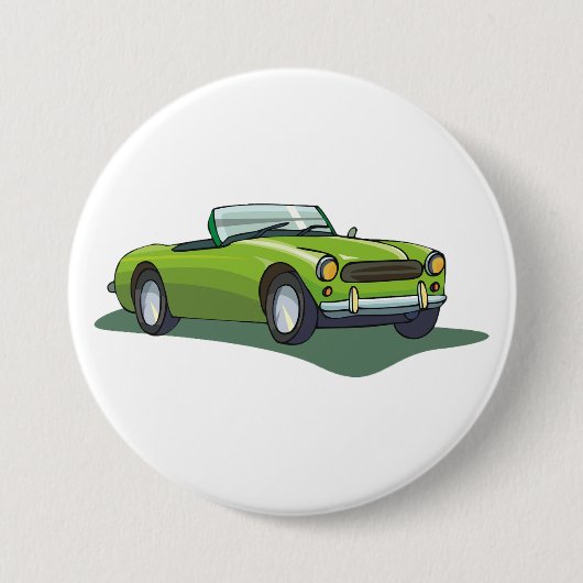 Retro-limettgrünes Cabrio-Sportwagen Button (Vorderseite)