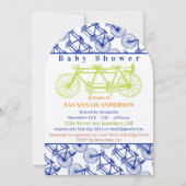 Retro Limon Baby macht drei FahrradBaby-Dusche Einladung (Vorderseite)