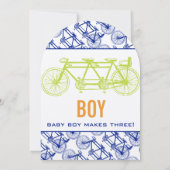 Retro Limon Baby macht drei FahrradBaby-Dusche Einladung (Rückseite)