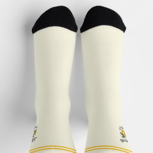 Retro Limoncello Spaß Cocktail Lover Geschenk Gelb Socken (Oben)