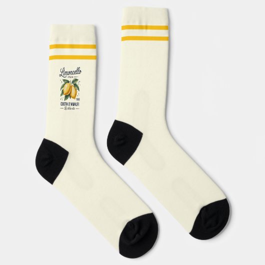 Retro Limoncello Spaß Cocktail Lover Geschenk Gelb Socken (Rechts)
