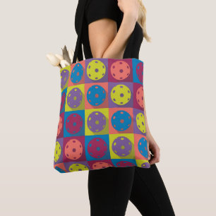 Retro Limone und korallenfarbene Pickleballs Tote Tasche