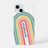Retro Line Arch Pastel Rainbow Colors Name iPhone 15 Hülle (Rückseite)