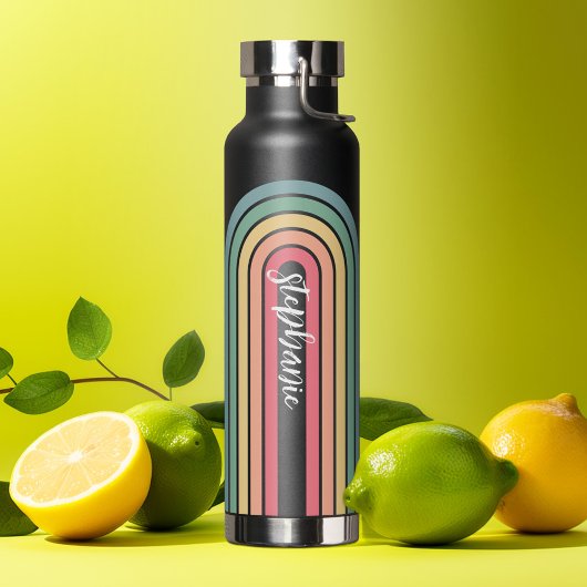 Retro Line Arch Pastel Rainbow Colors Name Trinkflasche
