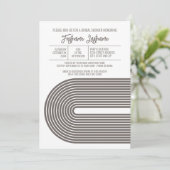 Retro Line Art Bridal Shower Party Champagne Color Einladung (Stehend Vorderseite)