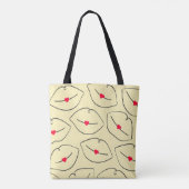 Retro Line Art Lips & Hearts Sunshine Yellow Tasche (Rückseite)