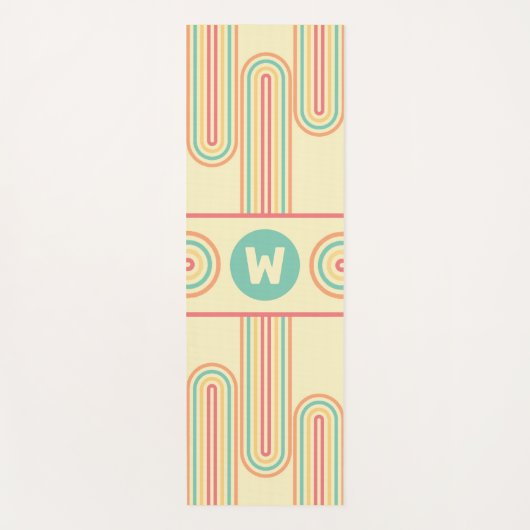 Retro Line Art Monogram Yogamatte (Vorderseite)