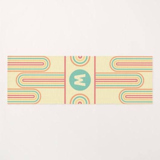 Retro Line Art Monogram Yogamatte (Vorderseite (Horizontal))