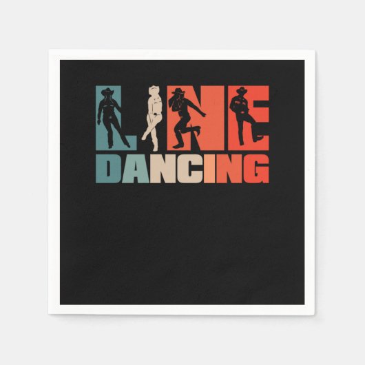 Retro Line Dancing Vintager Western Country Dance Serviette (Vorderseite)