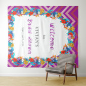 Retro Line Magenta Tropical Brautparty Willkommen Wandteppich (Beispiel (Horizontal))