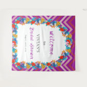 Retro Line Magenta Tropical Brautparty Willkommen Wandteppich (Vorderseite (Horizontal))