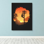 Retro Lineman Sunset Pater Electric Cable Lineman Leinwanddruck (Insitu (Holzboden))