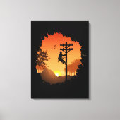 Retro Lineman Sunset Pater Electric Cable Lineman Leinwanddruck (Vorderseite)