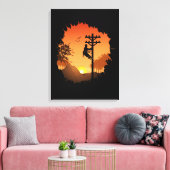 Retro Lineman Sunset Pater Electric Cable Lineman Leinwanddruck (Insitu (Wohnzimmer))