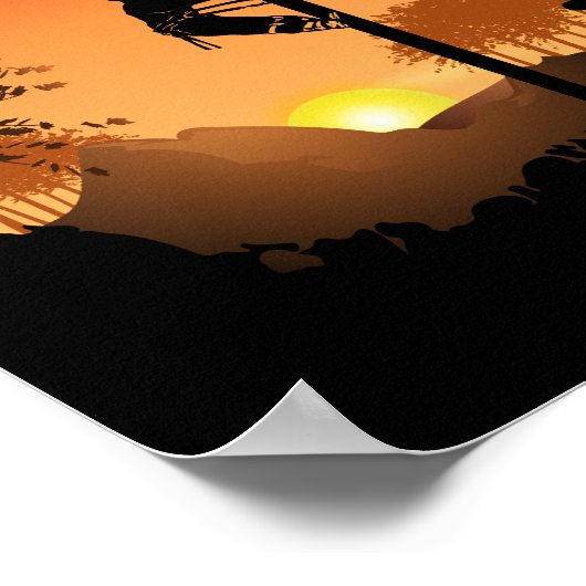 Retro Lineman Sunset Pater Electric Cable Lineman Poster (Ecke)