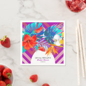 Retro Lines Floral Summer Tropical Brautparty Serviette (Beispiel)