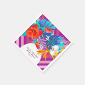 Retro Lines Floral Summer Tropical Brautparty Serviette (Ecke)