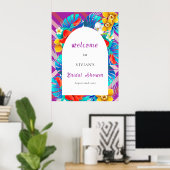 Retro Lines Tropical Magenta Brautparty Willkommen Poster (Heimbüro)
