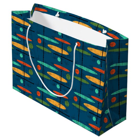 Retro-Linien Große Geschenktüte (Rückseite Schrägansicht)
