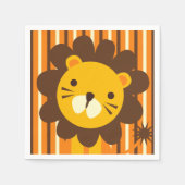 Retro Lion on Stripes Paper Napkins Serviette (Vorderseite)