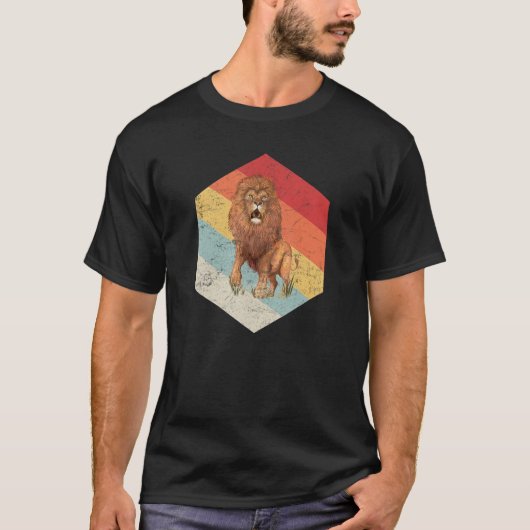 Retro Lion Vintage Löwen schreien Tier T-Shirt (Vorderseite)
