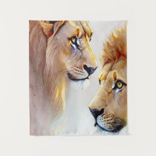 Retro Lions Kunst, Dichtung und Musik Wandteppich