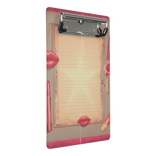 Retro-Lipstick Mini Klemmbrett (Schrägansicht)
