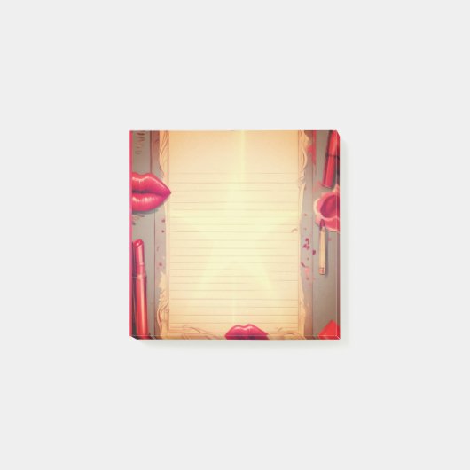 Retro-Lipstick Post-it Klebezettel (Vorderseite)