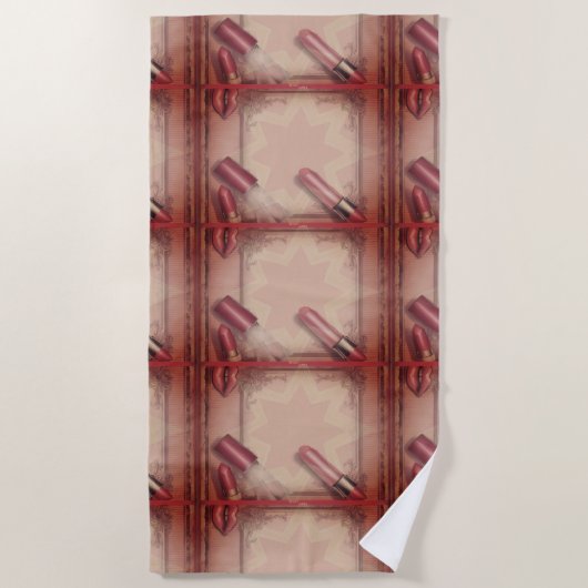 Retro-Lipstick Strandtuch (Vorderseite)