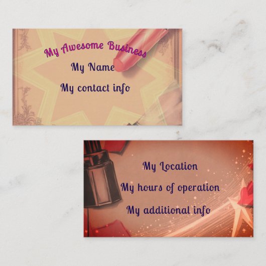 Retro-Lipstick Visitenkarte (Vorne/Hinten)