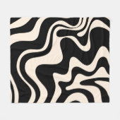 Retro Liquid Swirl Abstract Pattern Black Cream Fleecedecke (Vorderseite (Horizontal))