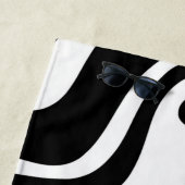 Retro Liquid Swirl Abstract Pattern Black & White Strandtuch (Beispiel)