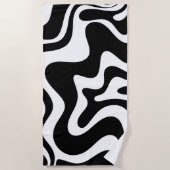 Retro Liquid Swirl Abstract Pattern Black & White Strandtuch (Vorderseite)