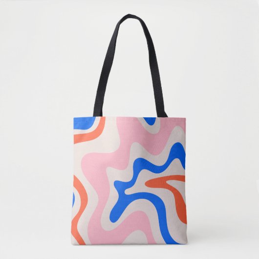 Retro Liquid Swirl Abstrakt rosa Orange Blue Tasche (Vorderseite)