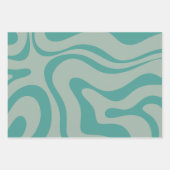 Retro Liquid Swirl Abstraktes Muster Aquamarin Geschenkpapier Set (Vorderseite 2)