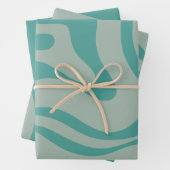 Retro Liquid Swirl Abstraktes Muster Aquamarin Geschenkpapier Set (Beispiel)