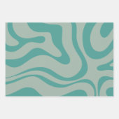 Retro Liquid Swirl Abstraktes Muster Aquamarin Geschenkpapier Set (Vorderseite)