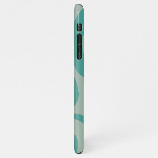 Retro Liquid Swirl Abstraktes Muster Aquamarin iPhone Hülle (Linke Seite)