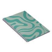 Retro Liquid Swirl Abstraktes Muster Aquamarin Notizblock (Rechte Seite)