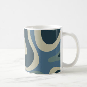 Retro Liquid Swirl Abstraktes Muster Blau Kaffeetasse