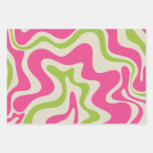 Retro Liquid Swirl Abstraktes Muster Himbeere Limo Geschenkpapier Set (Vorderseite 3)