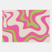 Retro Liquid Swirl Abstraktes Muster Himbeere Limo Geschenkpapier Set (Vorderseite 2)