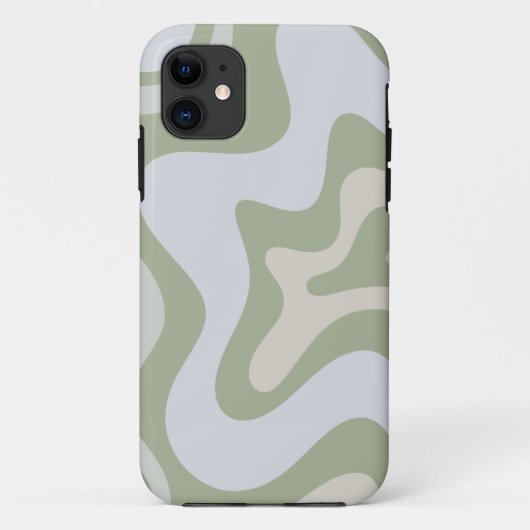 Retro Liquid Swirl Abstraktes Muster in Sage Green Case-Mate iPhone Hülle (Rückseite)