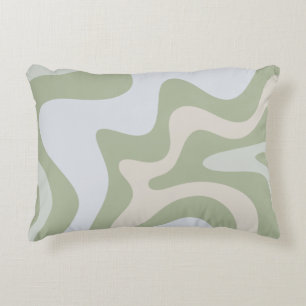 Retro Liquid Swirl Abstraktes Muster in Sage Green Dekokissen