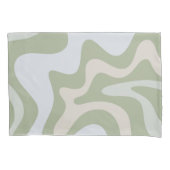 Retro Liquid Swirl Abstraktes Muster in Sage Green Kissenbezug (Vorderseite)