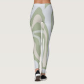 Retro Liquid Swirl Abstraktes Muster in Sage Green Leggings (Rückseite)