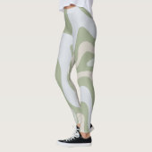 Retro Liquid Swirl Abstraktes Muster in Sage Green Leggings (Links)